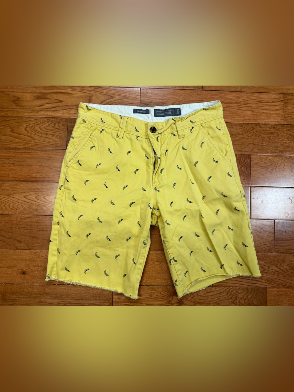 Hawkings McGill Banana Print Raw Hem Mens Chino Shorts
